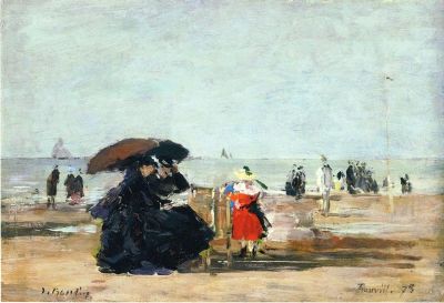 art oil painting reproduction of  Boudin Beach Scene Trouville - 1875 museum quality handmade