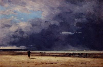 art oil painting reproduction of  Boudin Deauville At Low Tide - 1863 museum quality handmade