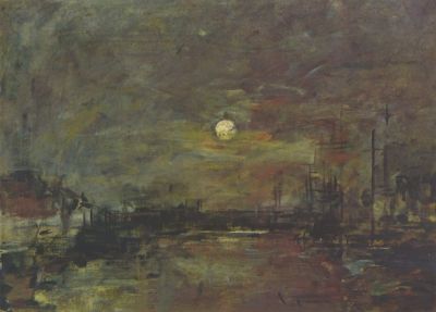 art oil painting reproduction of  Boudin Dusk Over The Port Of Le Havre - 1875 museum quality handmade