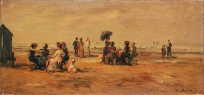 art oil painting reproduction of  Boudin La Plage A Trouville - 1868 museum quality handmade