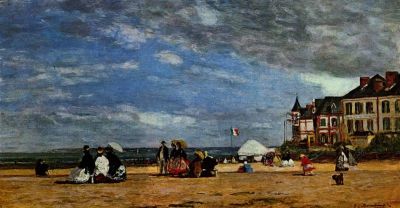 art oil painting reproduction of  Boudin La Plage De Trouville - 1864 museum quality handmade