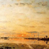 Boudin Le Havre. Sunset At Low Tide - 1884