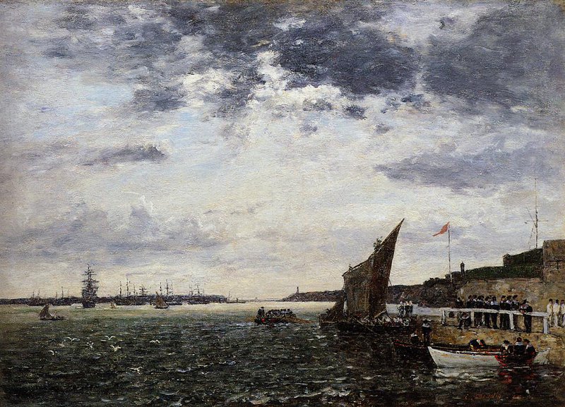 Boudin Marines Landing In Brest Harbor - 1870 museum quality