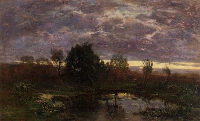 art oil painting reproduction of  Boudin Pond At Sunset - 1857 museum quality handmade