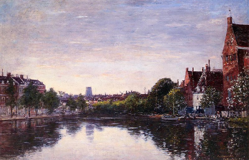 Boudin Rotterdam. A Corner Of The Basin - 1877 museum quality