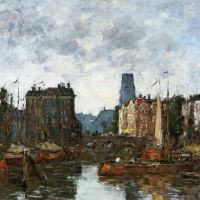 Boudin Rotterdam The Pont De La Bourse - 1873