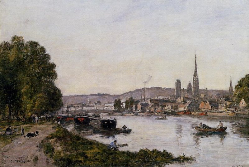Boudin Rouen View Over The River Seine - 1895 museum quality