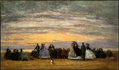 art oil painting reproduction of  Boudin The Beach At Villerville - 1864 museum quality handmade