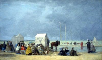 art oil painting reproduction of  Boudin Time For Bathing At Deauville - 1865 museum quality handmade