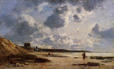 art oil painting reproduction of  Boudin Trouville Black Rocks - 1863 museum quality handmade