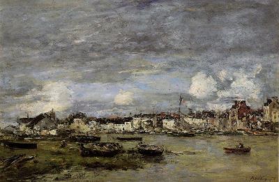 art oil painting reproduction of  Boudin Trouville The Port - 1864 museum quality handmade
