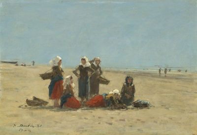art oil painting reproduction of  Boudin Women On The Beach At Berck - 1881 museum quality handmade