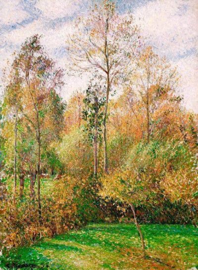 art oil painting reproduction of  Camille Pissarro - Autumn Poplars Eragny 1894 Hand Painted Reproduction museum quality handmade