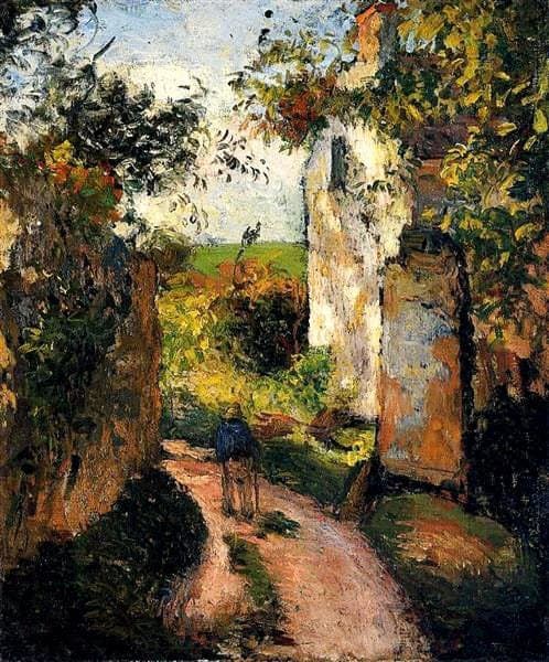 Camille Pissarro A Peasant In The Lane At Hermitage Pontoise 1876 Hand Painted Reproduction museum quality