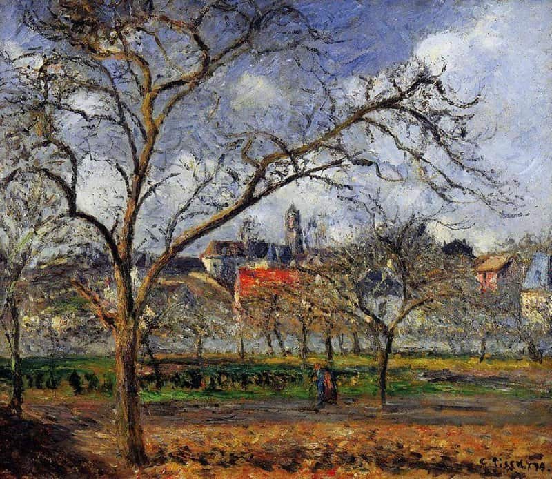 Camille Pissarro An Orchard In Pontoise In Winter 1887 Hand Painted Reproduction museum quality