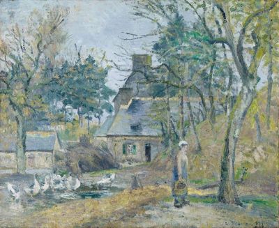 art oil painting reproduction of  Camille Pissarro Farm At Montfoucault 1874 Hand Painted Reproduction museum quality handmade