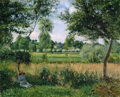 art oil painting reproduction of  Camille Pissarro Morning Sunlight Effect Eragny 1899 Hand Painted Reproduction museum quality handmade