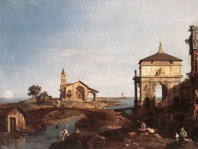 art oil painting reproduction of  Canaletto Capriccio With Venetian Motifs museum quality handmade