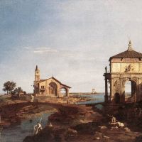 Canaletto Capriccio With Venetian Motifs Hand Painted Reproduction