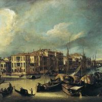 Canaletto Grand Canal Looking Northeast From Near The Palazzo Corner Spinelli To The Rialto Bridge Hand Painted Reproduction