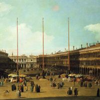 Canaletto Piazza San Marco Looking Towards San Geminiano Hand Painted Reproduction