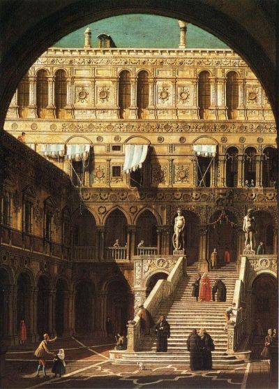art oil painting reproduction of  Canaletto Scala Dei Giganti museum quality handmade