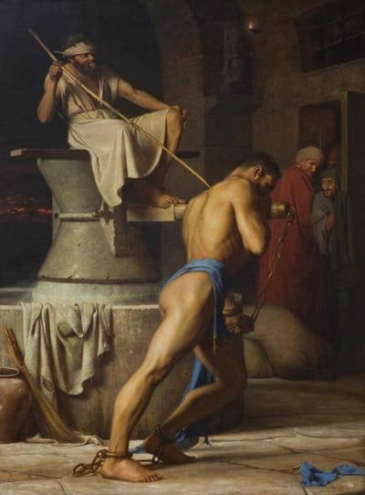 art oil painting reproduction of  Carl Bloch Samson And The Philistines 1863 museum quality handmade