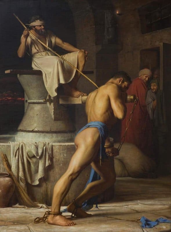 Carl Bloch Samson And The Philistines 1863 museum quality