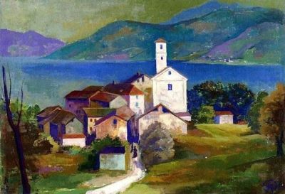 art oil painting reproduction of  Carl Hofer Italian Landscape Agnuzzo 1936 museum quality handmade