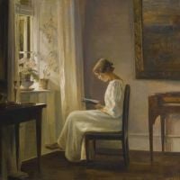 Carl Hols E Interior With A Woman Reading