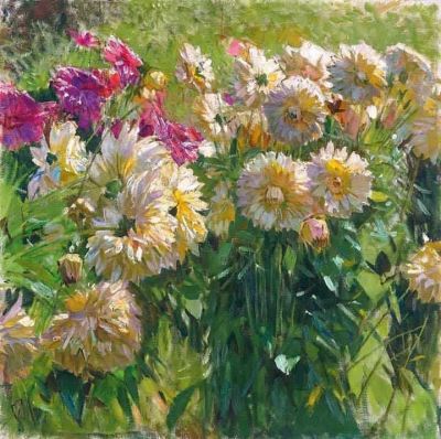 art oil painting reproduction of  Carl Julius Rudolf Moll Dahlias museum quality handmade