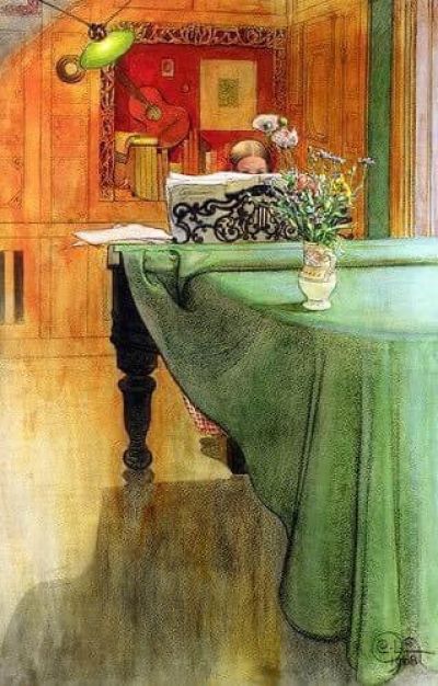art oil painting reproduction of  Carl Larsson Brita At The Piano 1908 museum quality handmade