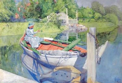 art oil painting reproduction of  Carl Larsson Fishing 1909 museum quality handmade