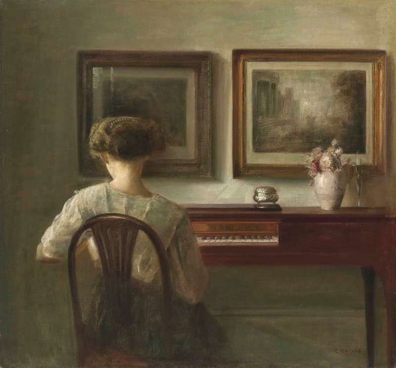 Carl Vilhelm Holsoe Young Lady At The Spinet C. 1900 museum quality