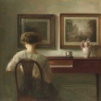 Carl Vilhelm Holsoe Young Lady At The Spinet C. 1900 Hand Painted Reproduction