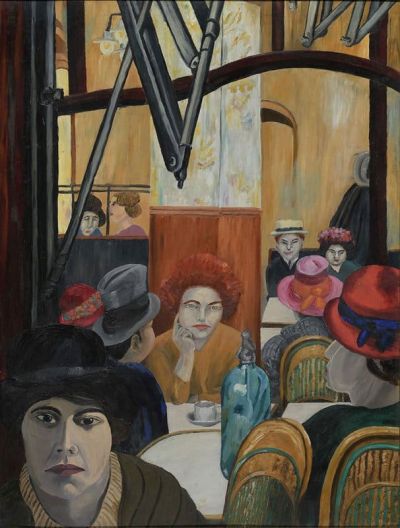 art oil painting reproduction of  Cedric Morris. Caf De La Rotonde Paris. 1924 museum quality handmade