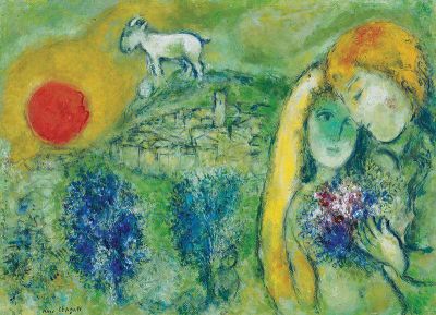 art oil painting reproduction of  Chagall Les Amoureux De Vence museum quality handmade