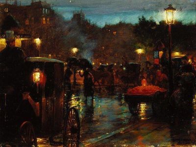 art oil painting reproduction of  Charles Courtney Curran Paris At Night museum quality handmade