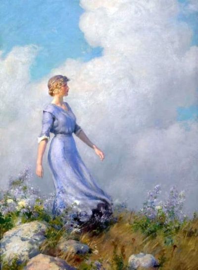 art oil painting reproduction of  Charles Courtney Curran Windy Hilltop 1915 museum quality handmade