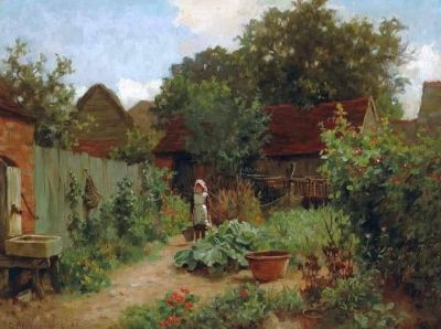 art oil painting reproduction of  Charles Haigh-wood The Kitchen Garden 1883 museum quality handmade