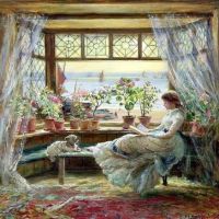 Charles James Lewis Reading By The Window 1880 Hand Painted Reproduction