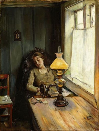 art oil painting reproduction of  Christian Krohg Tired - 1885 museum quality handmade