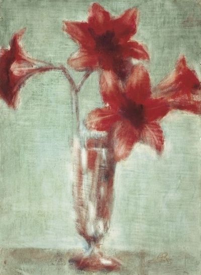 art oil painting reproduction of  Christian Rohlfs Amaryllis Auf Gr Nem Grund 1937 museum quality handmade