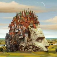Yerka - City On A Head By Jacek Yerka artwork on canvas