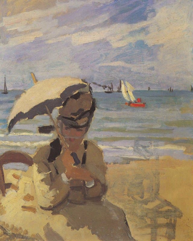 Claude Monet Camille Monet On The Beach At Trouville museum quality