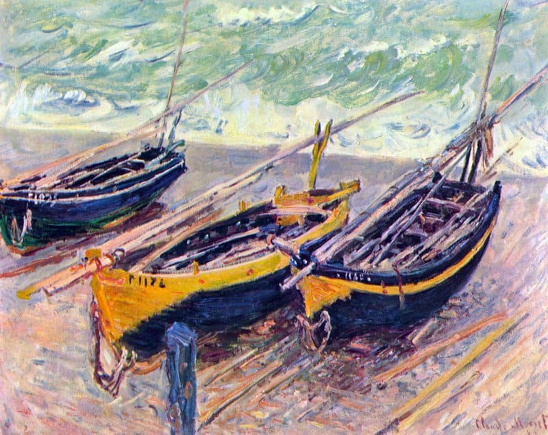 Claude Monet Dock Of Etretat Three Fishing Boats museum quality