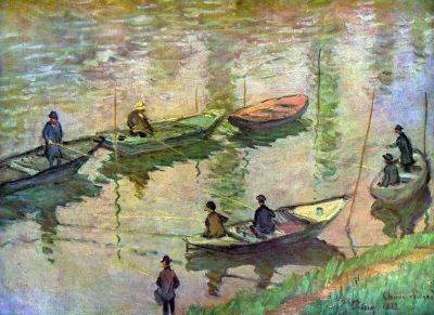 art oil painting reproduction of  Claude Monet Fishermen On The Seine At Poissy museum quality handmade