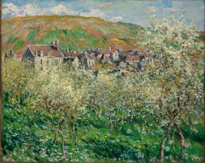 art oil painting reproduction of  Claude Monet Flowering Plum Trees museum quality handmade