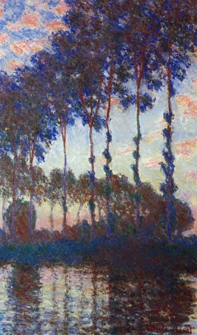 art oil painting reproduction of  Claude Monet Poplars Sunset museum quality handmade