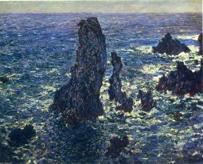 art oil painting reproduction of  Claude Monet Rocks On Belle-ile - The Needles Of Port-coton museum quality handmade